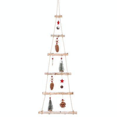 Sapin de Noël mural en bois avec décorations vertes et rouges PIER IMPORT