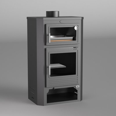 FM Poêle à bois acier M-104 11kW avec porte en fonte et four FM BIOMASA