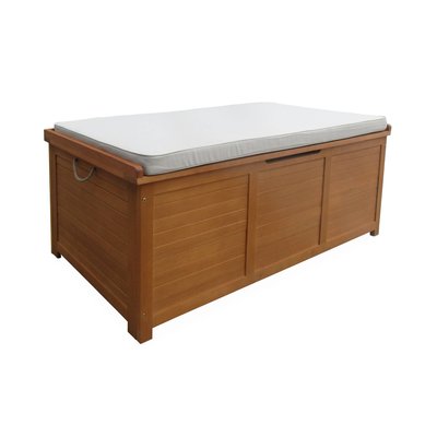 Coffre de jardin bois d'eucalyptus 200L avec vérins CAJA SWEEEK
