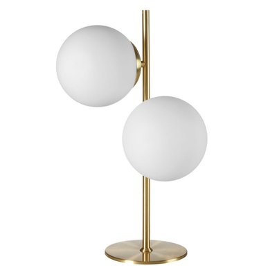Lampe A Poser Rondo Laiton Mat 2 Globes Verre MILLUMINE