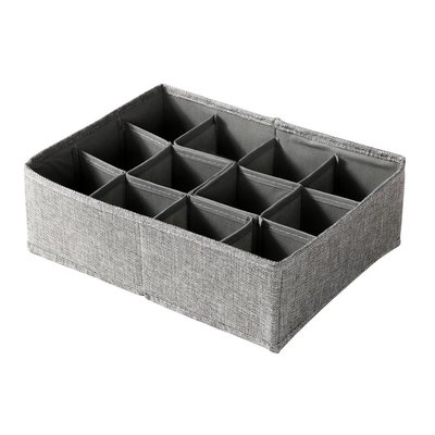 Organisateur 12 cases pliable en tissu effet lin gris - L32 cm CALICOSY