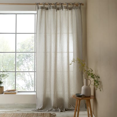 Zanzibar Yarn Dyed Stripe Voile Curtain Panel PINEAPPLE ELEPHANT