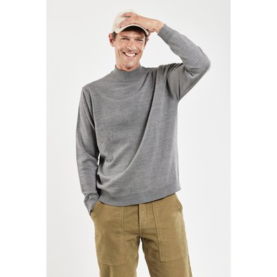 Pull uni col cheminée en laine mérinos BERAC GUY DE BERAC