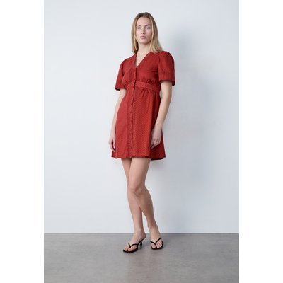 Robe avec broderies boutonnée manches courtes SUMMER BROD ETAM