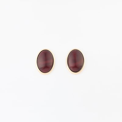 Boucles d'oreilles ovales en résine bordeaux BALABOOSTE