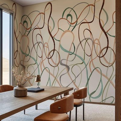 Papier peint design et moderne composé de lignes colorées - 510x260 cm (l x h) LA TOUCHE ORIGINALE