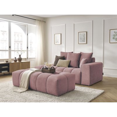 Canapé droit fixe 5 places en velours avec pouf, MONT-BLANC BOBOCHIC
