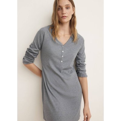 Chemise de nuit maille côtelée boutons MANGO