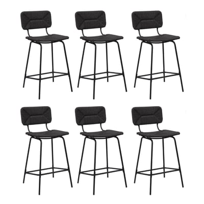 Lot de tabourets d'ilot et bar en métal et assise rotin 65cm NEMA|Lot de 6 | Lot de 6 MOB IN
