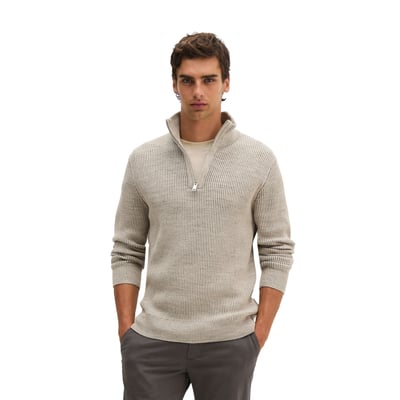 Pull à col roulé en maille, coupe classique en mélange de coton bio et de laine vierge MARC O'POLO