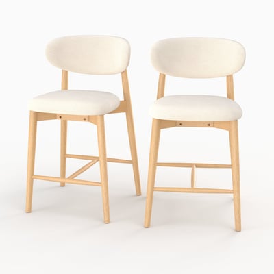 Lot de 2 chaises pour ilot central 64,5 cm en tissu et bois d'hévéa - YUNA MAISON PAVANE