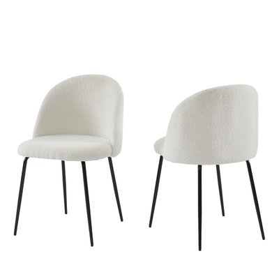 Lot de 2 chaises en tissu bouclette et métal - Aimee DRAWER