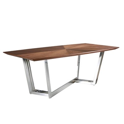 Table à manger noyer et acier chromé ANGEL CERDA