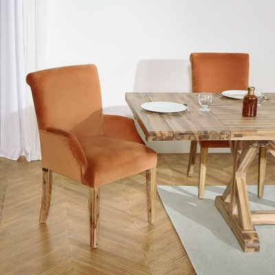 Fauteuil de table en bois et velours ALIX ROBIN DES BOIS