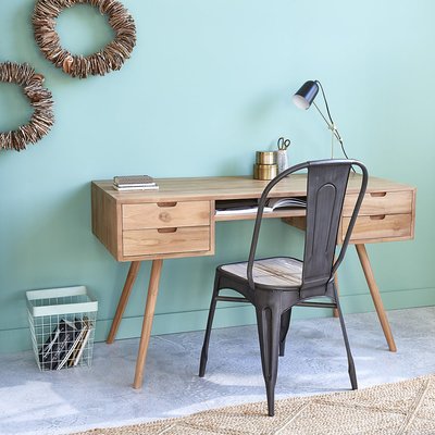 Bureau en bois teck massif 130 cm  ISAURE BERAH GETAH