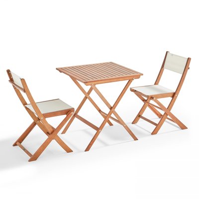 Table de jardin pliante et 2 chaises en bois, SETE OVIALA