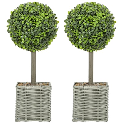 Topiaires artificielles Plastique Vert HOMCOM