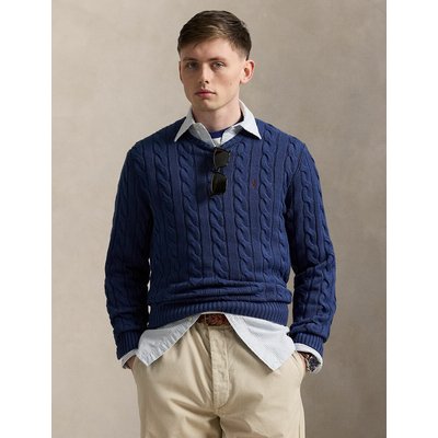 Pull scollo rotondo in maglia di cotone a trecce POLO RALPH LAUREN