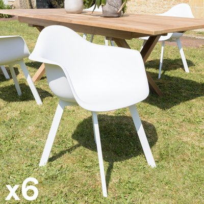 Fauteuil de jardin blanc à dossier rond avec accoudoirs (lot de 6) GIJON PIER IMPORT