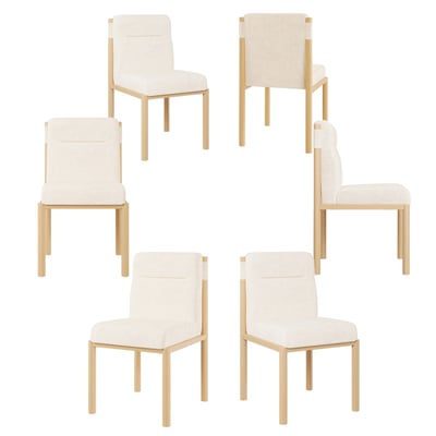Lot de 6 chaises de salle à manger en bouclette avec pieds métal, DUORAU MEUBLES COSY