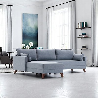 Canapé d'angle bleu gris - 275 cm, côté gauche SPLIT PIER IMPORT
