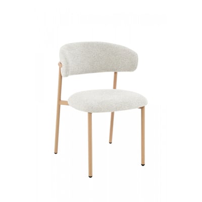 Chaise de salle à manger en tissu beige avec piètement finition chêne Curve (lot de 2) - CURVE AMADEUS