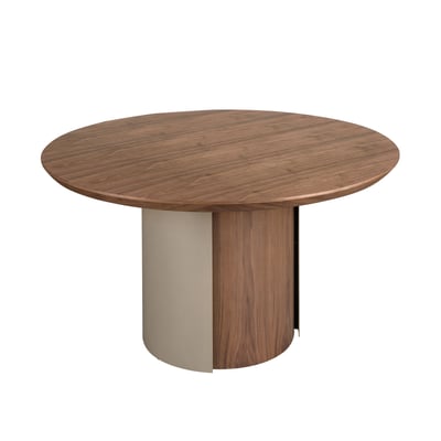 Table de salle à manger ronde en noyer et acier métallique ANGEL CERDA