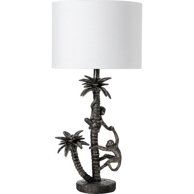 lampe de table jungle argentée en résine avec abat jour élégant RECOLLECTION