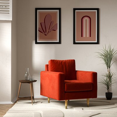 Coco Mid-Century Velvet Armchair with Natural Wood Legs SO'HOME