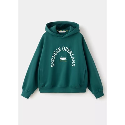 Sweat à capuche en coton inscription imprimée MANGO KIDS