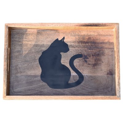 Plateau rectangulaire en bois 35x23 cm CHAT SNOOKY SENSEI MAISON