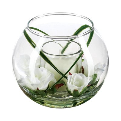 Composition florale artificielle et bougie ATMOSPHERA