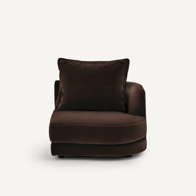 Demi-canapé droit, arrondi, modulable en velours, TIBERIO AM.PM