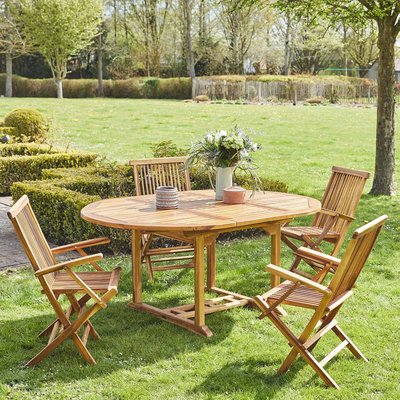 Salon de jardin en teck huilé massif extensible 4/8 places BALI BERAH GETAH