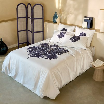 Housse de couette réversible coton ROSABLUE CARRE BLANC