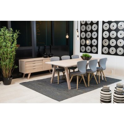 Buffet bas scandinave en chêne blanchi 4 tiroirs 1 porte coulissante - ALISIA HELLIN, DEPUIS 1862