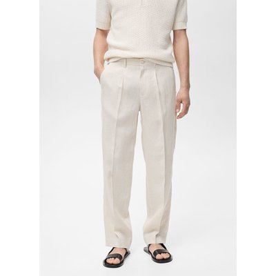 Pantalon 100 % lin pinces MANGO MAN