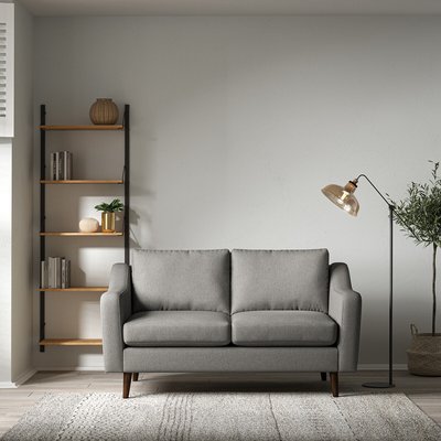 Rosa Curve Soft Brushed 2 Seater Sofa with Dark Wood Legs SO'HOME
