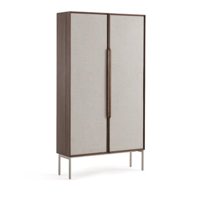 Schreibtischschrank mit Walnussfurnier und strukturiertem Stoff, Omid AM.PM