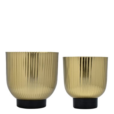 Set de 2 cache-pots décoratifs rainurés en métal H21 SIA DECO