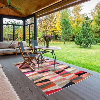 Tapis extérieur tissé kilim rectangle EXT CONTO UN AMOUR DE TAPIS