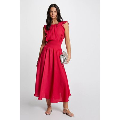 Robe longue évasée à taille smockée MORGAN