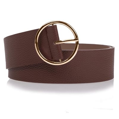 Ceinture large, et grande boucle ronde dorée ISOTONER