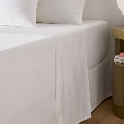 Drap plat uni en satin de coton, Opale LA REDOUTE INTERIEURS