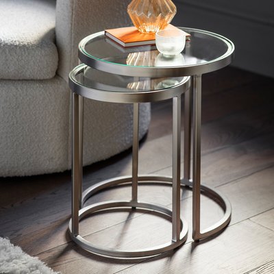 Amroha Round Glass Nest Side Tables (Set of 2) SO'HOME