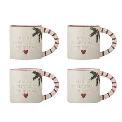 Mug grès décore noël  Jovida set de 4 BLOOMINGVILLE