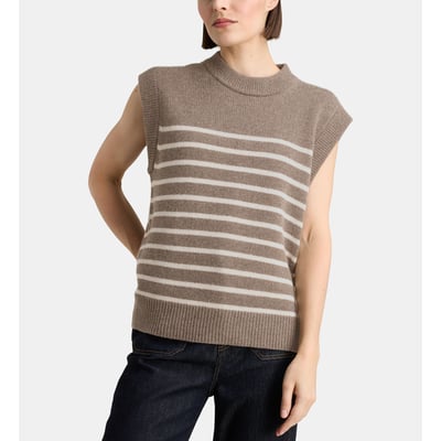 Pull marinière sans manches folal rayé en cachemire GALERIES LAFAYETTE