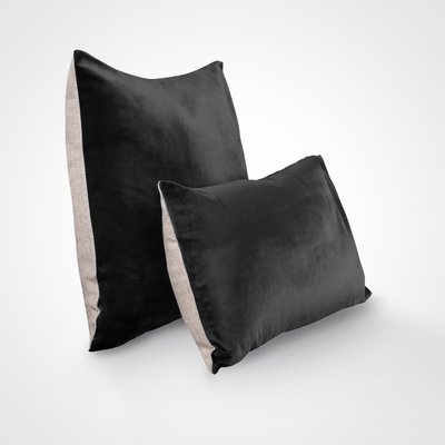 Housse de coussin bi-matière velours et lin , DOUCEUR VELOURS BLANC CERISE