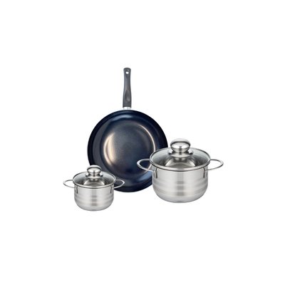 Set de 1 poêle 24 cm et 2 faitouts Prima Brillant ELO