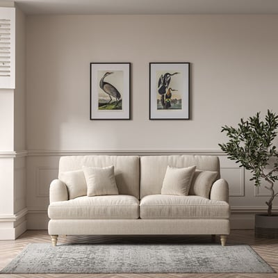 Emeline Tonal Basket Weave 3 Seater Sofa with Oak Legs ÉDITÉ